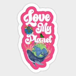 Love My Planet  earth day 2024 gift april 22 Cute Teacher  Lover Rainbow Sticker